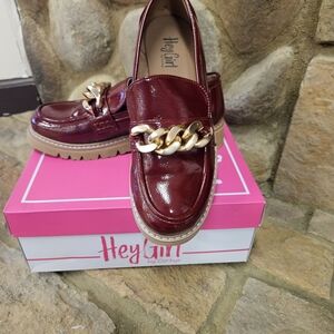 Corkys Burgundy Loafers with Gold Chain
